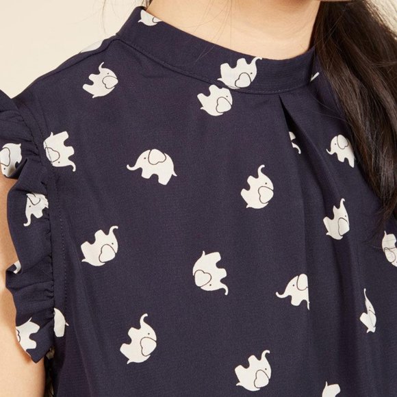 ModcCoth Professional Peplum Top in Elephants - Picture 5 of 5